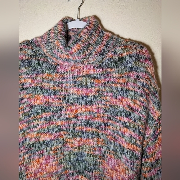 Wild fable multicolor space dye cropped oversized turtleneck pullover sweater - Picture 7 of 15